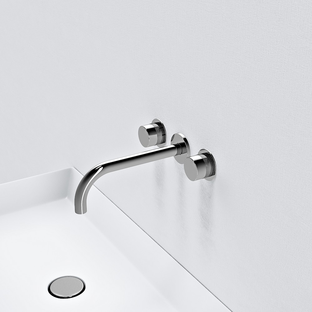 Round Inline Wall Mounted Basin Mixer