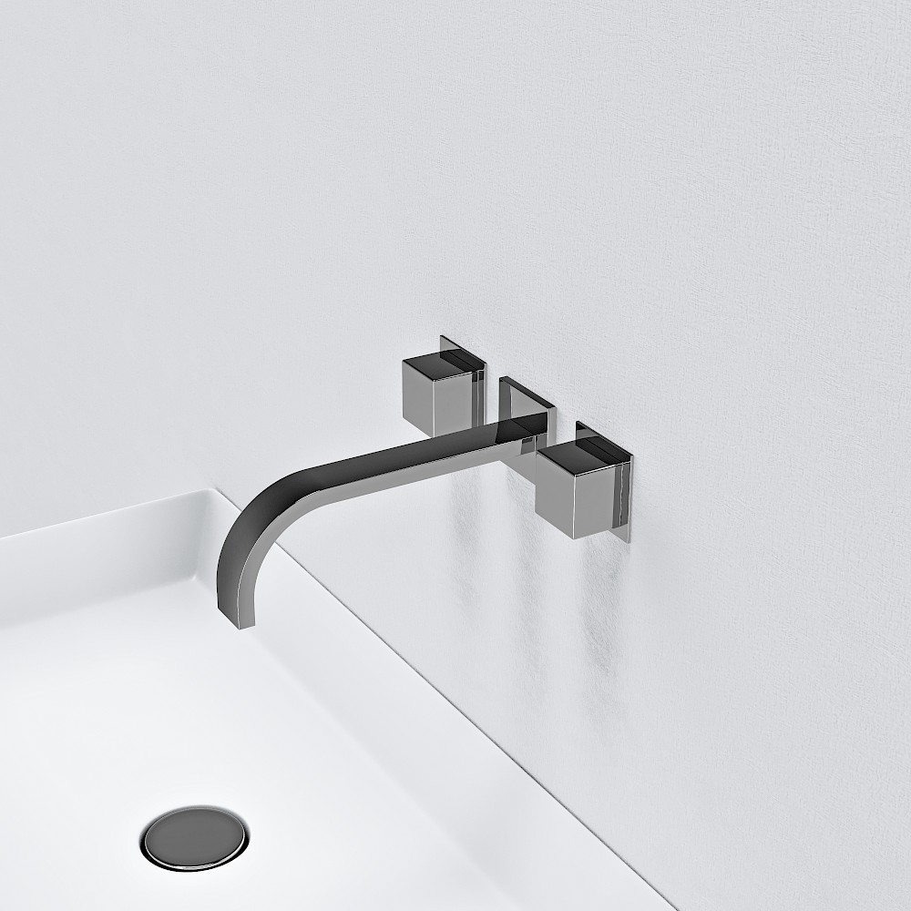 Square Inline Wall Mounted Basin Mixer