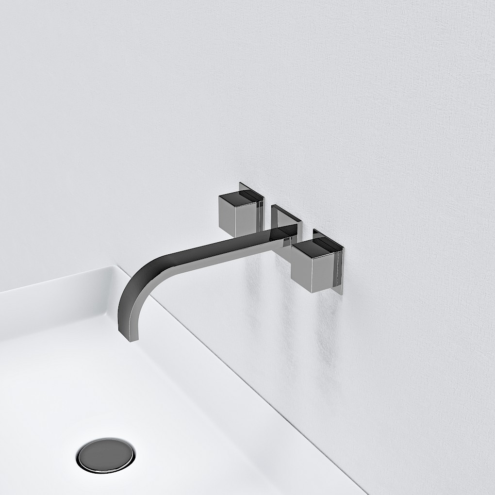 Square Inline Wall Mounted Basin Mixer