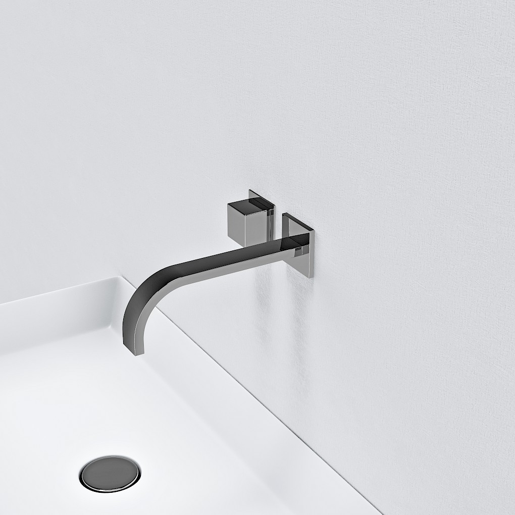 HORIZONTAL SQUARE SINGLE HANDLE WALL MOUNTED BASIN MIXER – LEFT HAND