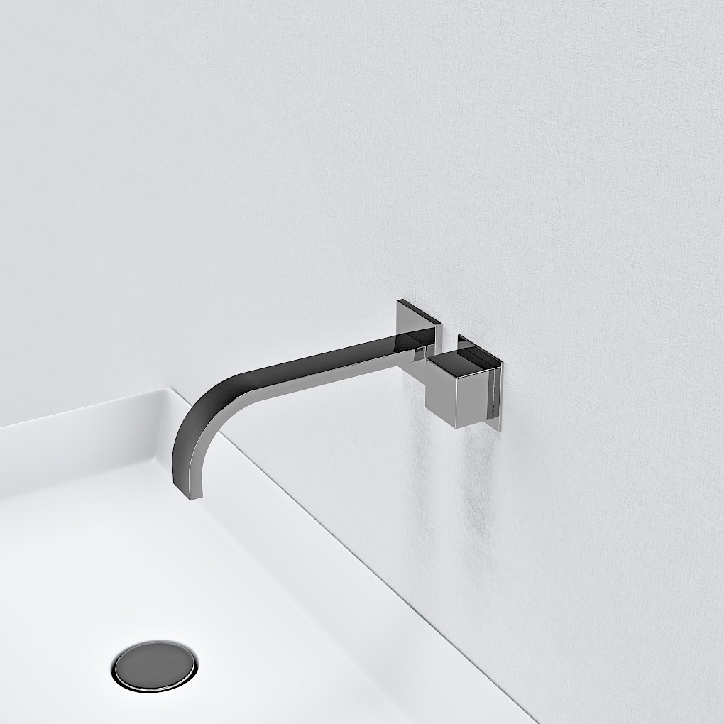 HORIZONTAL SQUARE SINGLE HANDLE WALL MOUNTED BASIN MIXER – RIGHT HAND