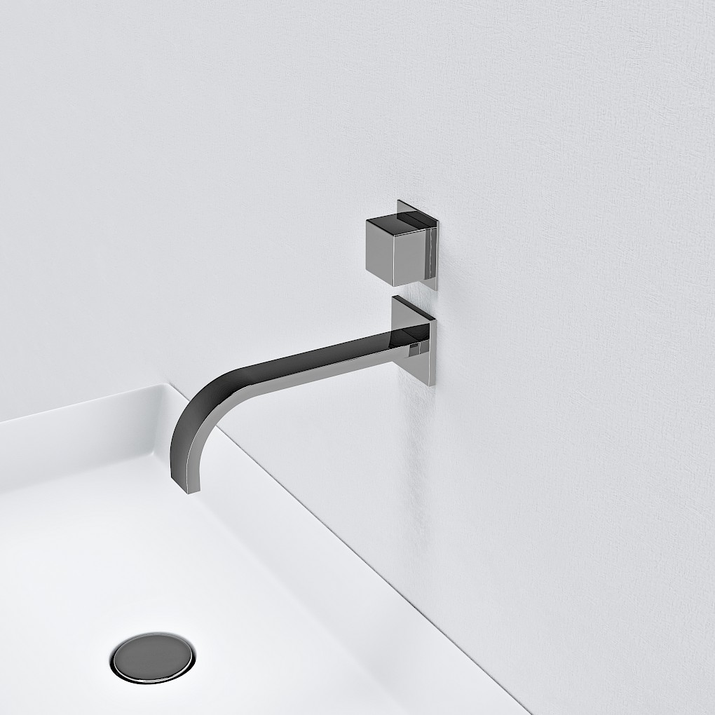 VERTICAL SQUARE SINGLE HANDLE WALL MOUNTED BASIN MIXER