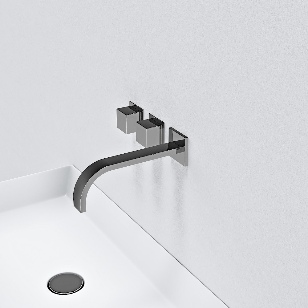 HORIZONTAL DOUBLE HANDLE WALL MOUNTED BASIN MIXER – LEFT HAND