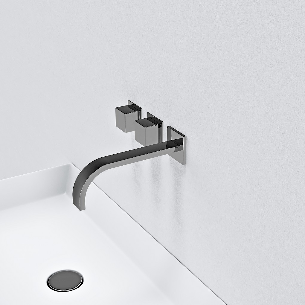 HORIZONTAL DOUBLE HANDLE WALL MOUNTED BASIN MIXER – LEFT HAND