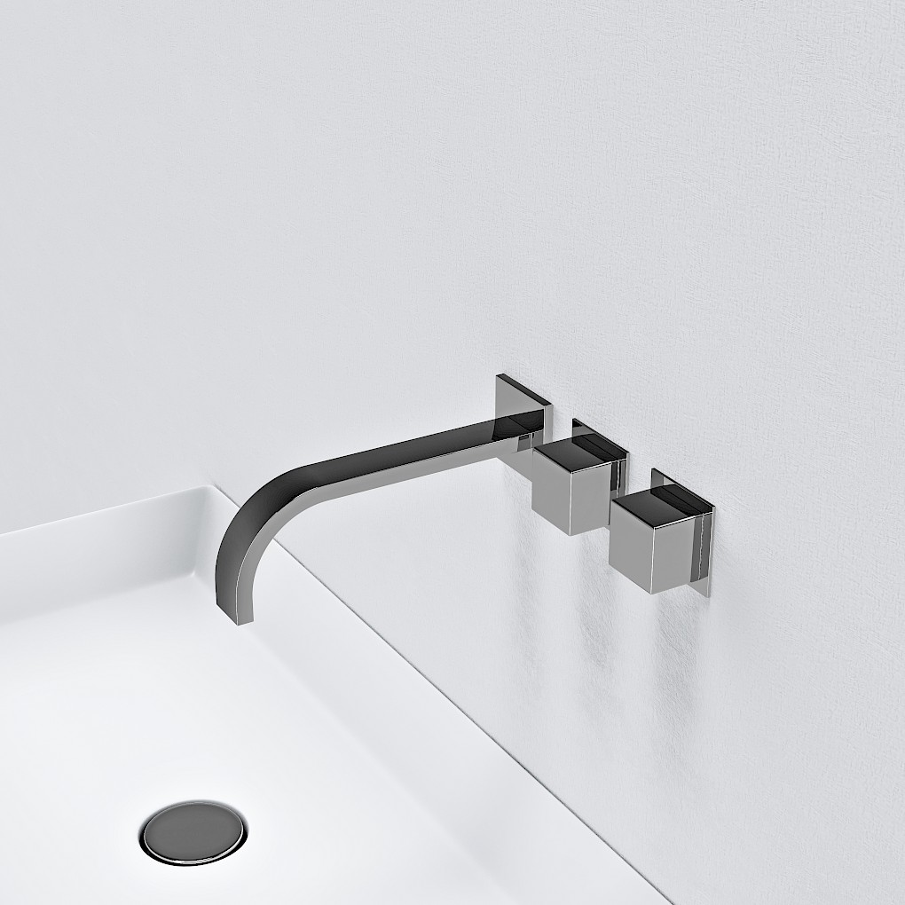 HORIZONTAL DOUBLE HANDLE WALL MOUNTED BASIN MIXER – RIGHT HAND