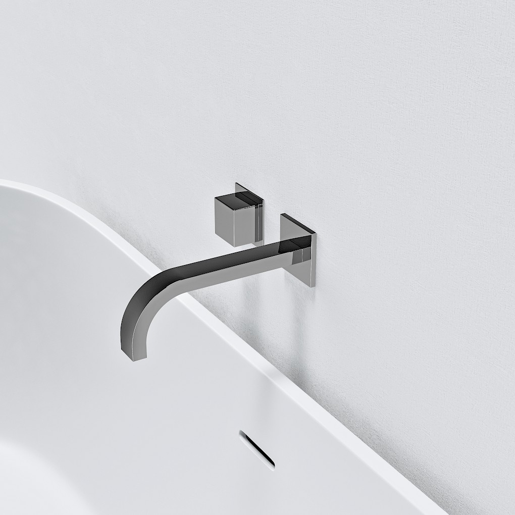 Horizontal Square Single Handle Wall Mounted Bath Mixer – Left Hand