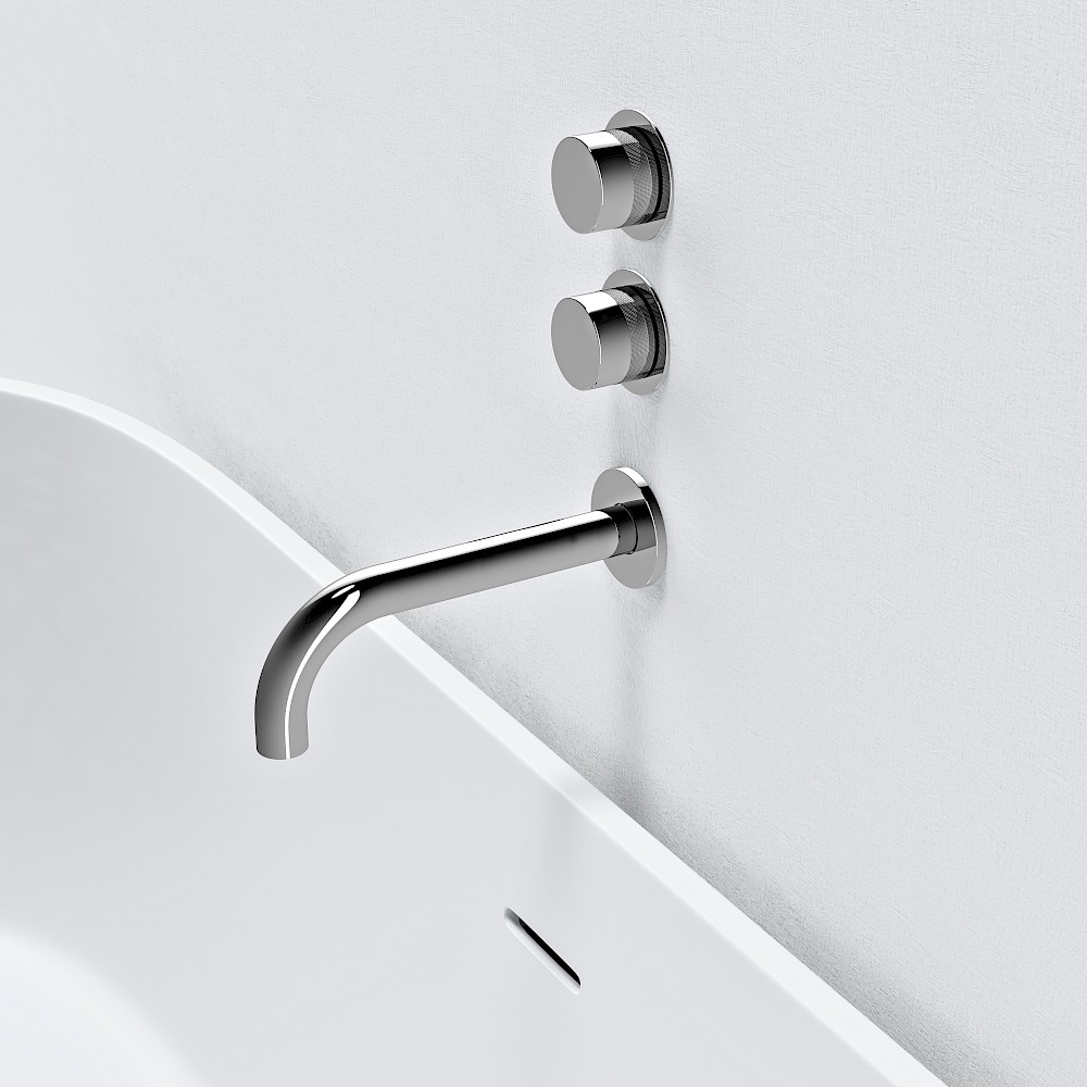 Vertical Round Double Handle Wall Mounted Bath Mixer