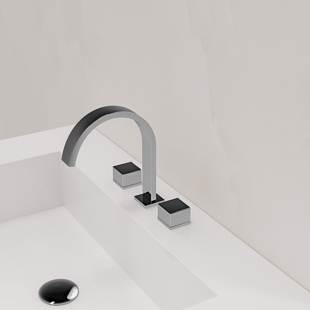 Square Three Hole Basin Mixer