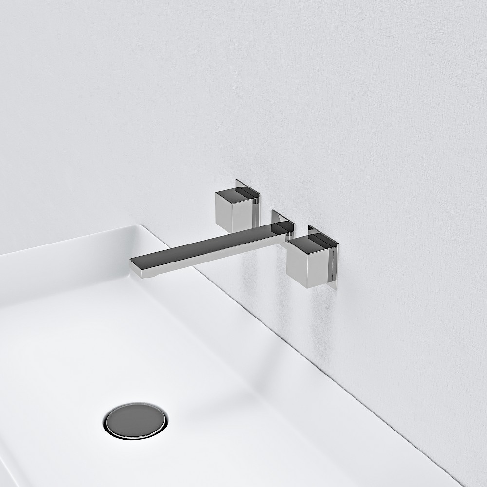 Square Inline Wall Mounted Basin Mixer