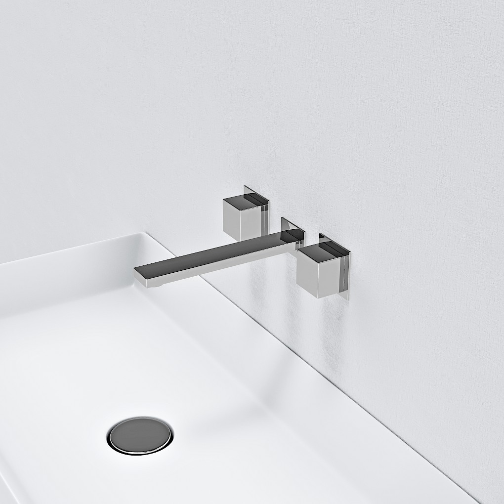Square Inline Wall Mounted Basin Mixer