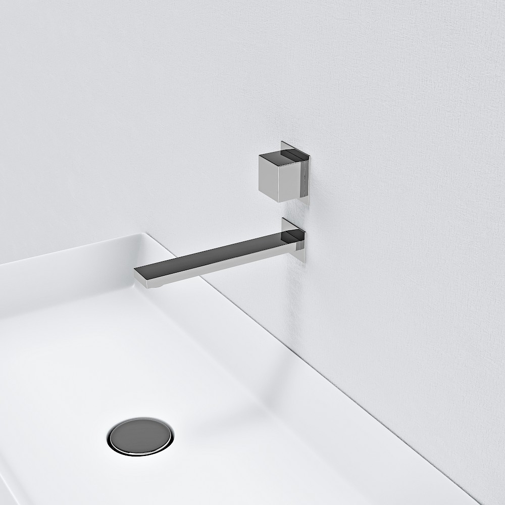 Vertical Square Single Handle Wall Mounted Basin Mixer