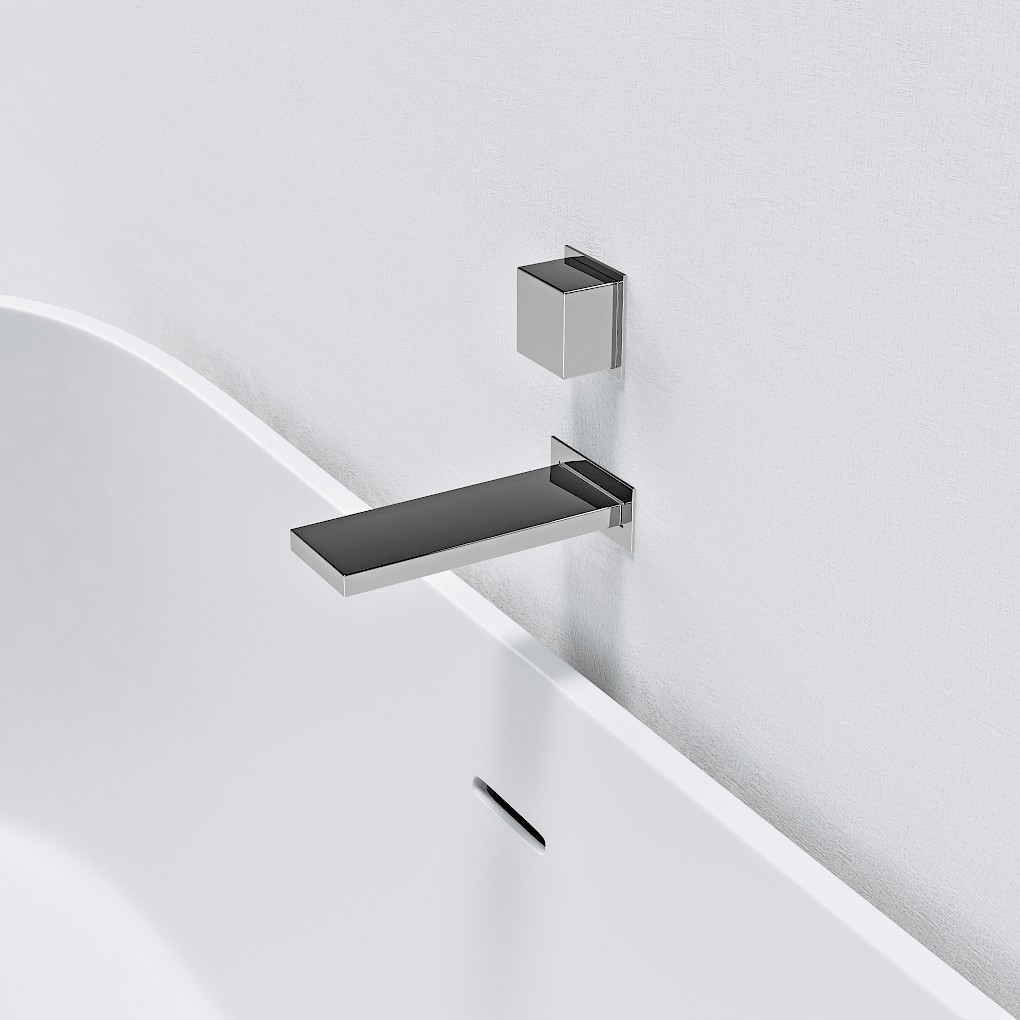 Vertical Square Single Handle Wall Mounted Bath Mixer