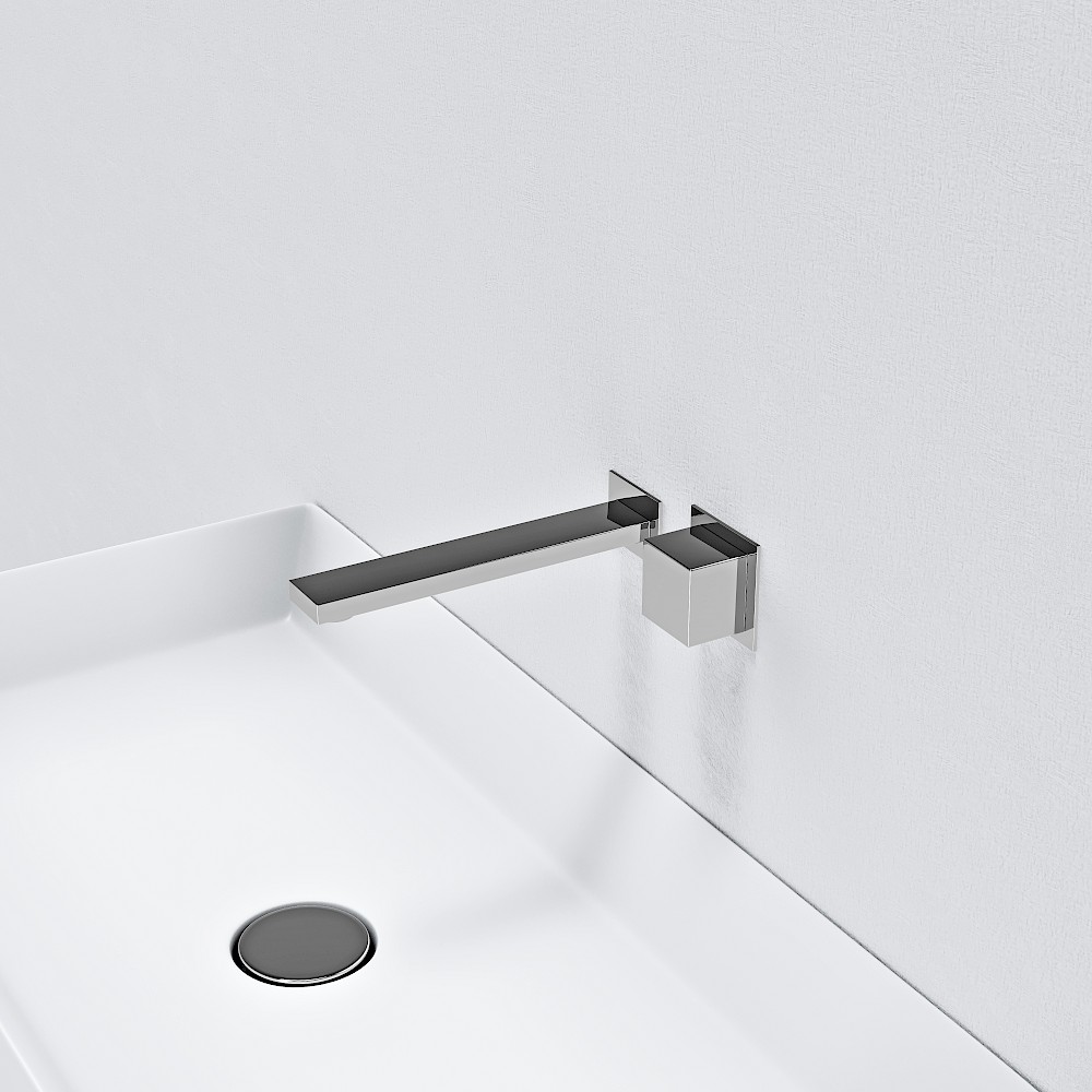 Horizontal Square Single Handle Wall Mounted Basin Mixer – Right Hand