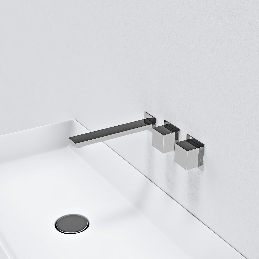 Horizontal Double Handle Wall Mounted Basin Mixer – Right Hand