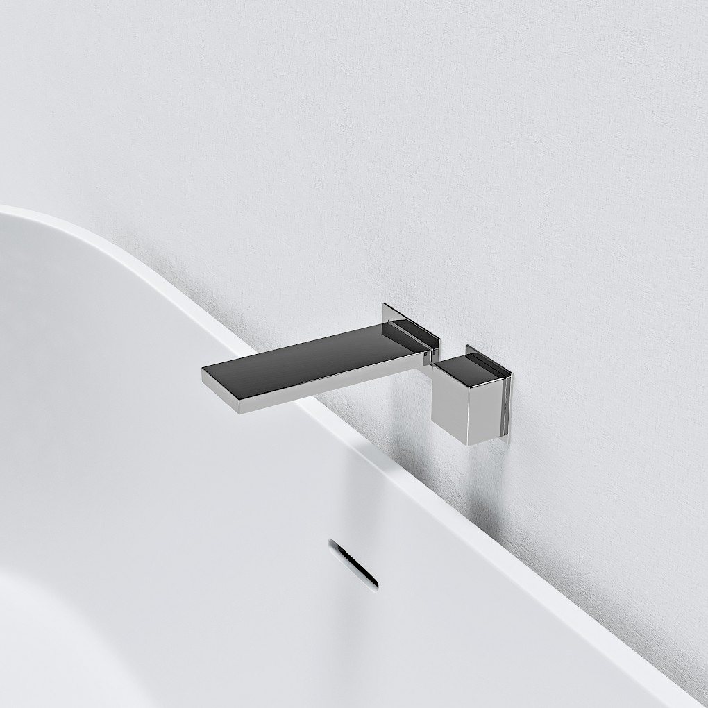 Horizontal Square Single Handle Wall Mounted Bath Mixer – Right Hand
