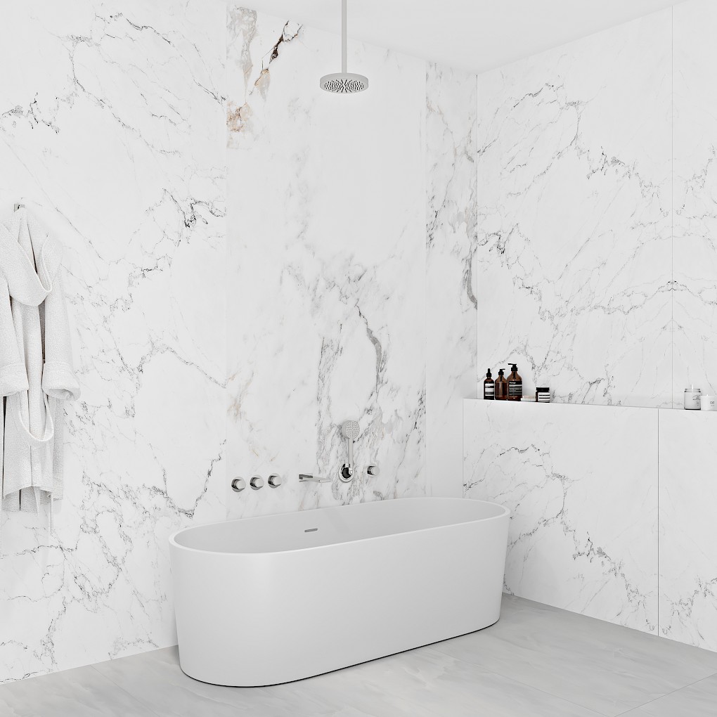 - KOS.200.WMS Shower, KHS.075.WMS Handset with Mount and Hose, KBJ.050.WMS Body Jets (x4), KV3S Valve, KBN.V2H.WMS Basin Mixer