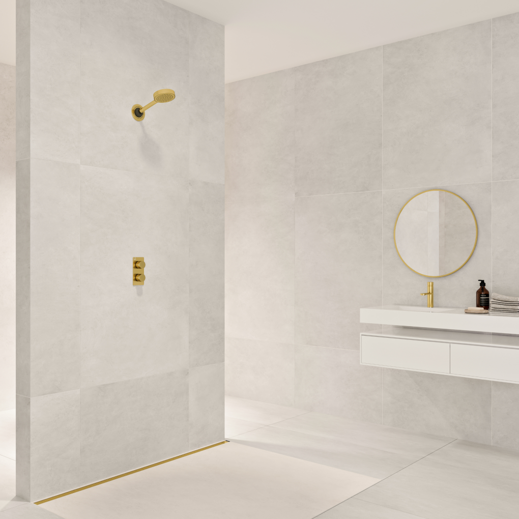 - KOS.200.WMS Shower, KHS.075.WMS Handset with Mount and Hose, KBJ.050.WMS Body Jets (x4), KV3S Valve, KBN.V2H.WMS Basin Mixer