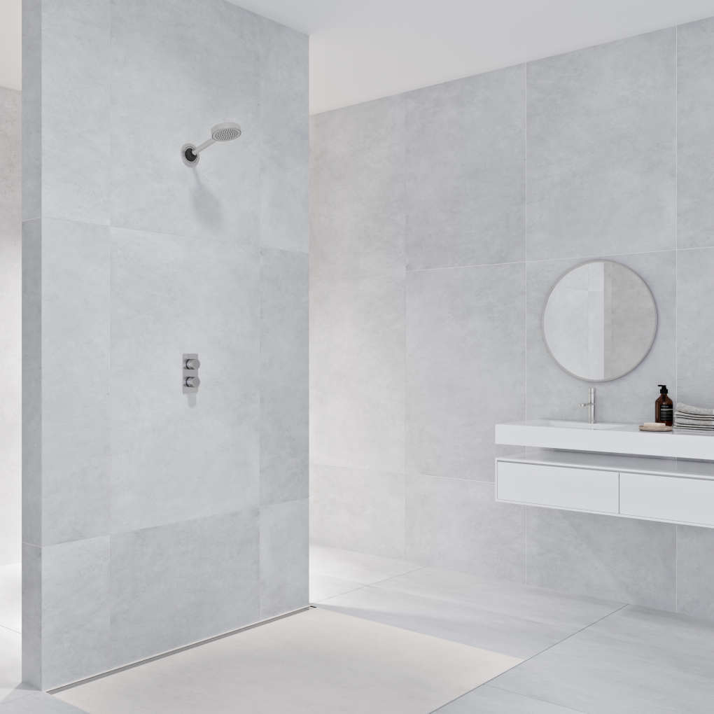 - KOS.200.WMS Shower, KHS.075.WMS Handset with Mount and Hose, KBJ.050.WMS Body Jets (x4), KV3S Valve, KBN.V2H.WMS Basin Mixer